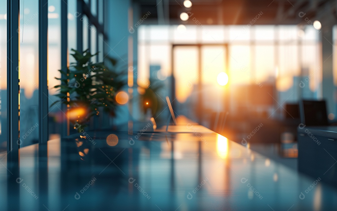 Belo fundo desfocado de um escritório moderno e leve