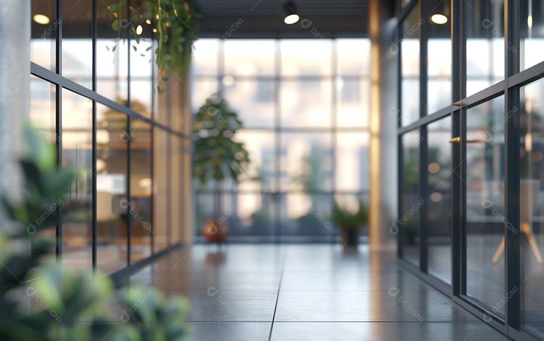 Belo fundo desfocado de um escritório moderno e leve