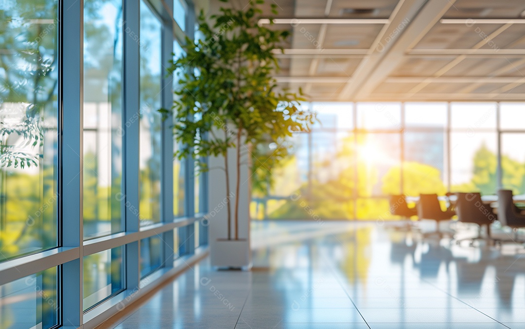 Belo fundo desfocado de um escritório moderno e leve