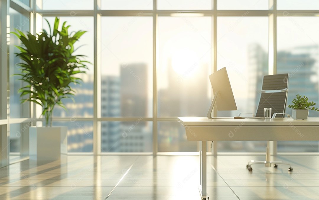 Belo fundo desfocado de um escritório moderno e leve