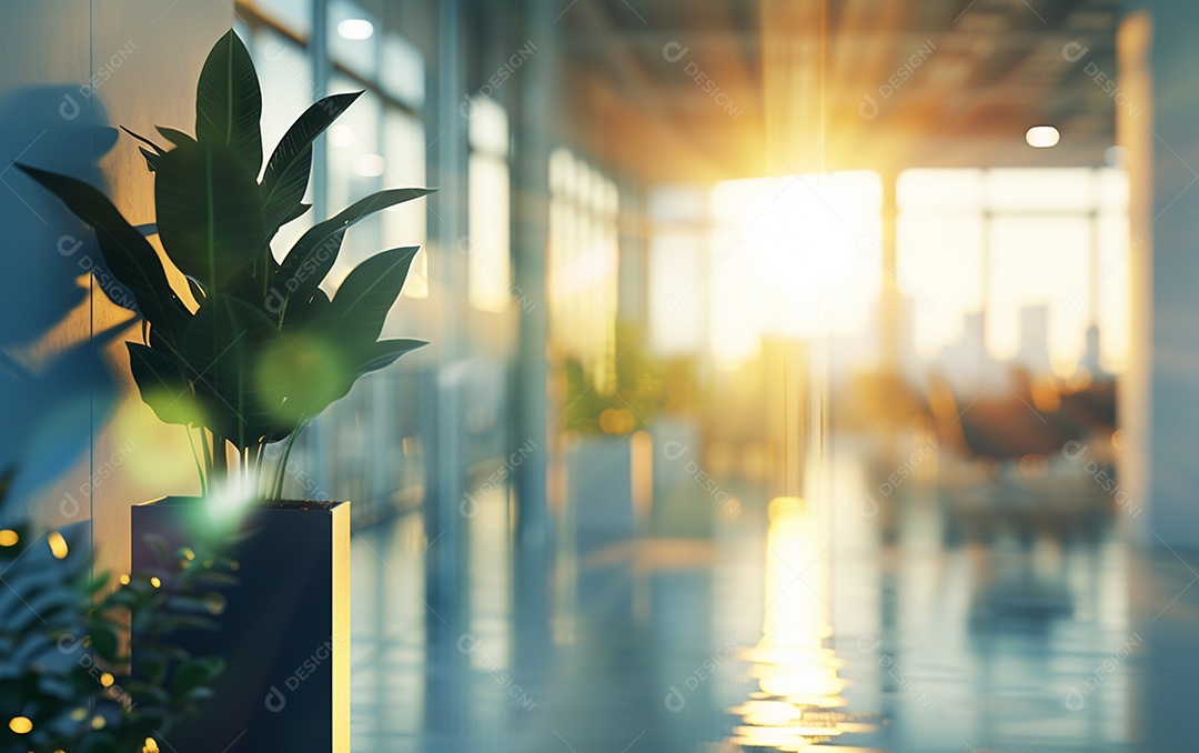 Belo fundo desfocado de um escritório moderno e leve