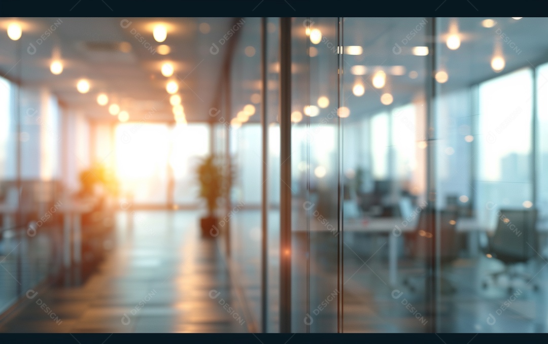 Belo fundo desfocado de um escritório moderno e leve