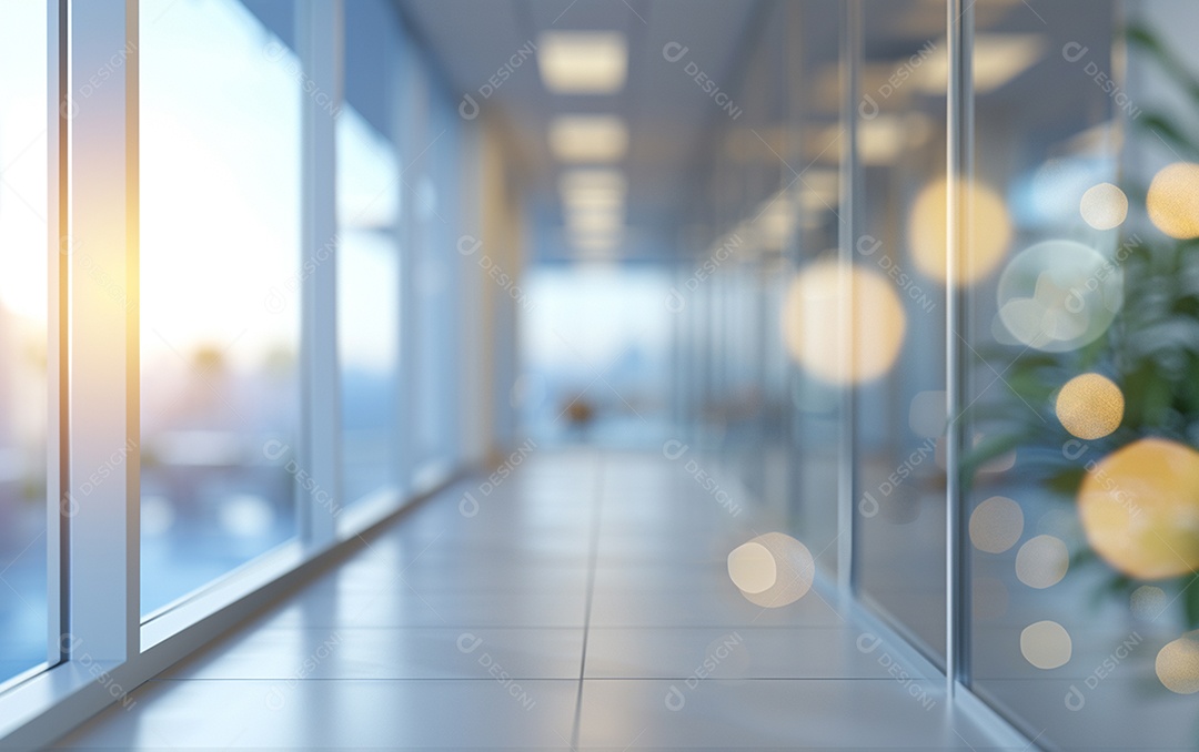 Belo fundo desfocado de um escritório moderno e leve