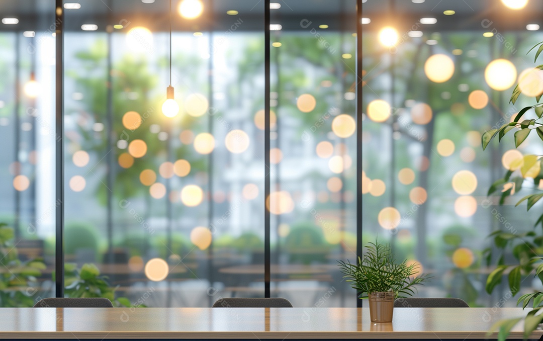 Belo fundo desfocado de um escritório moderno e leve