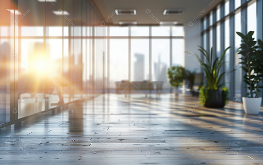 Belo fundo desfocado de um escritório moderno e leve