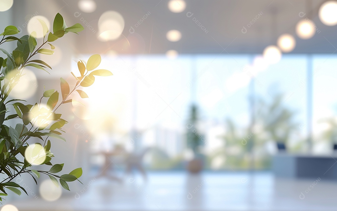 Belo fundo desfocado de um escritório moderno e leve