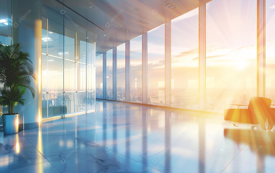 Belo fundo desfocado de um escritório moderno e leve