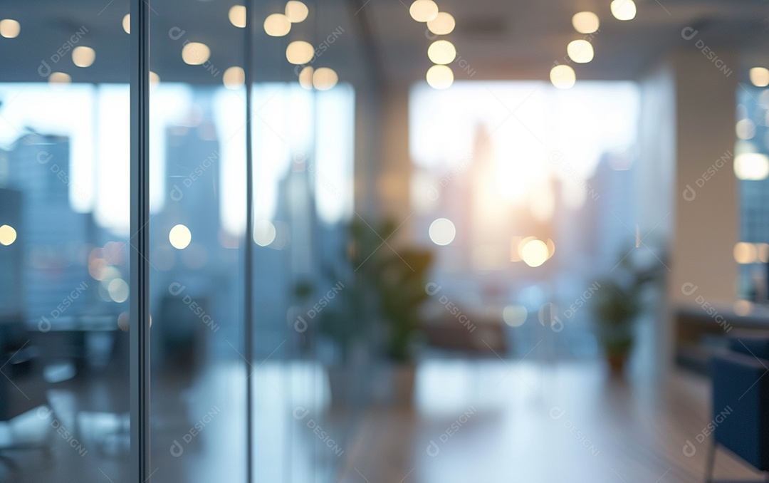 Belo fundo desfocado de um escritório moderno e leve