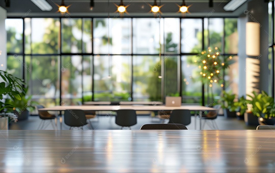 Belo fundo desfocado de um escritório moderno e leve