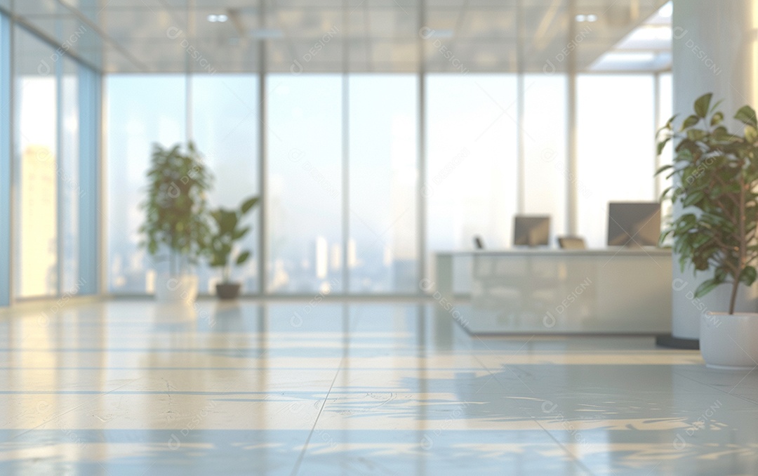 Belo fundo desfocado de um escritório moderno e leve