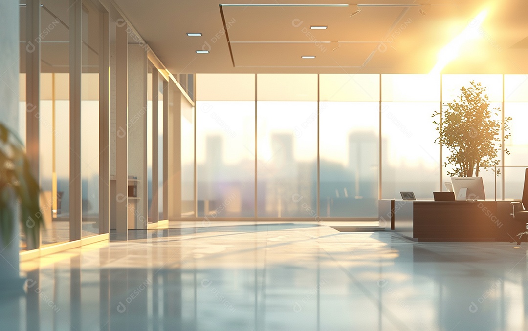 Belo fundo desfocado de um escritório moderno e leve