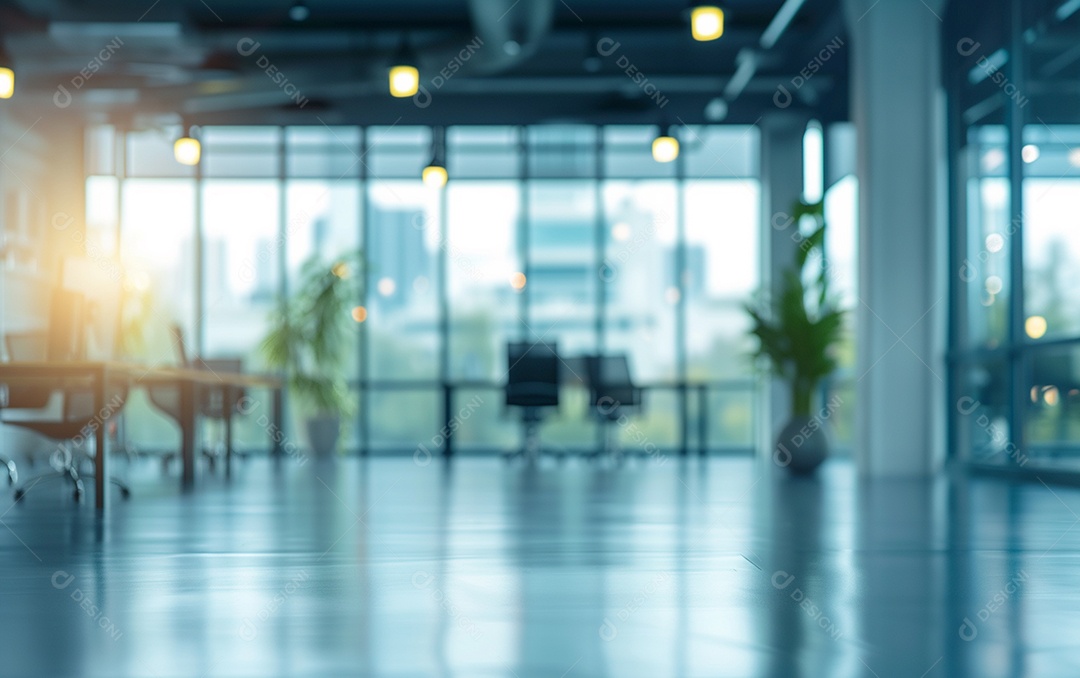 Belo fundo desfocado de um escritório moderno e leve