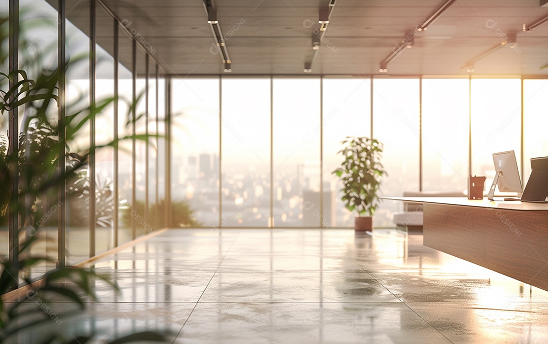 Belo fundo desfocado de um escritório moderno e leve