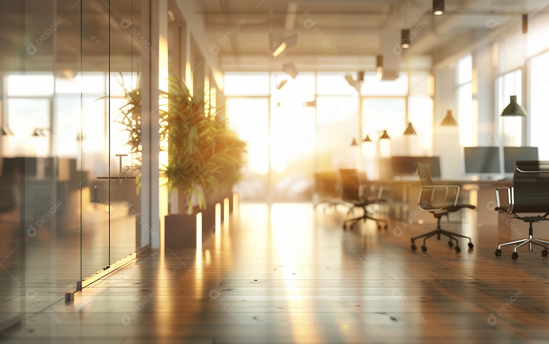 Belo fundo desfocado de um escritório moderno e leve