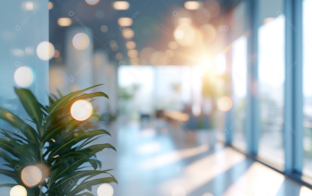 Belo fundo desfocado de um escritório moderno e leve