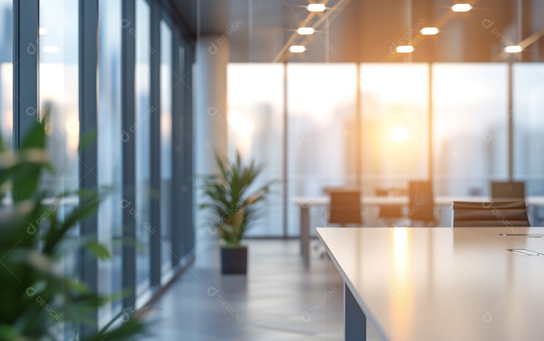 Belo fundo desfocado de um escritório moderno e leve