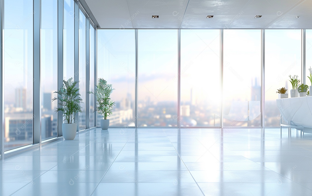 Belo fundo desfocado de um escritório moderno e leve