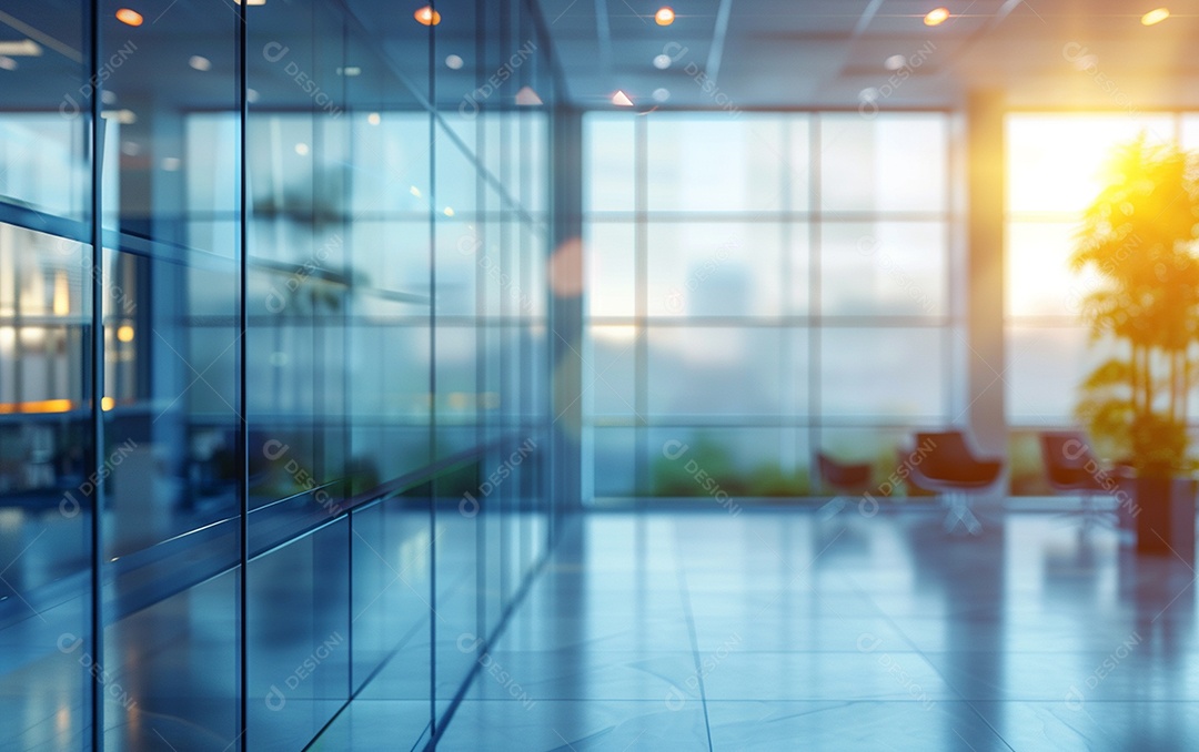 Belo fundo desfocado de um escritório moderno e leve