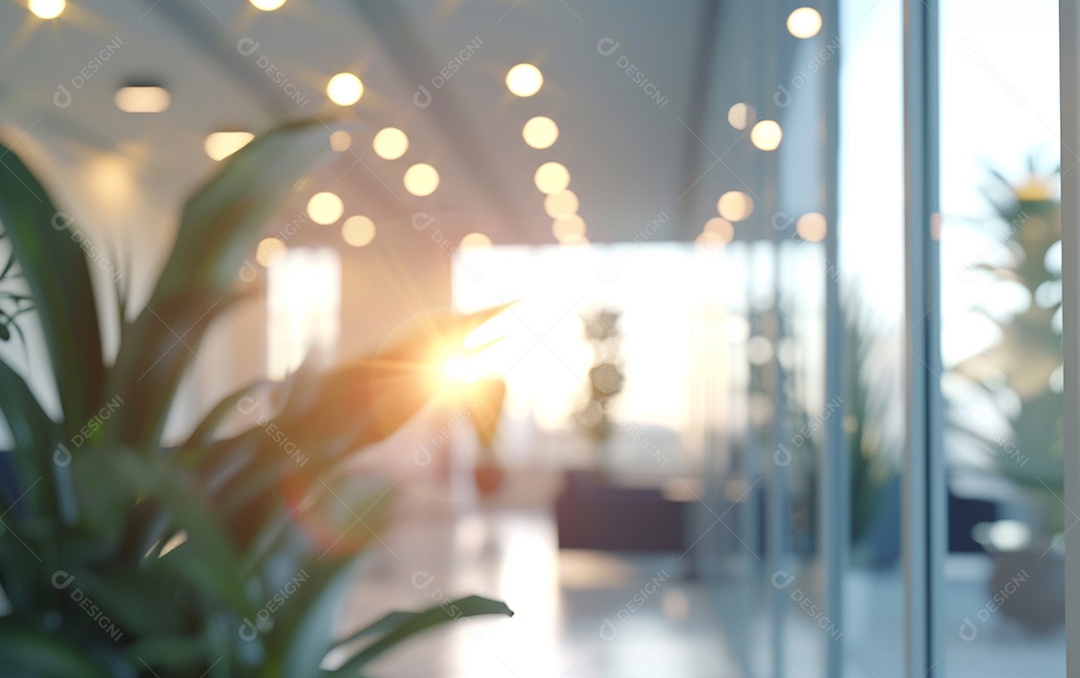 Belo fundo desfocado de um escritório moderno e leve