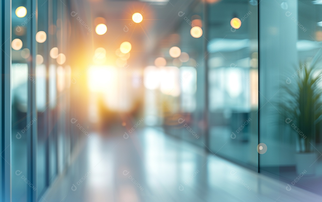 Belo fundo desfocado de um escritório moderno e leve