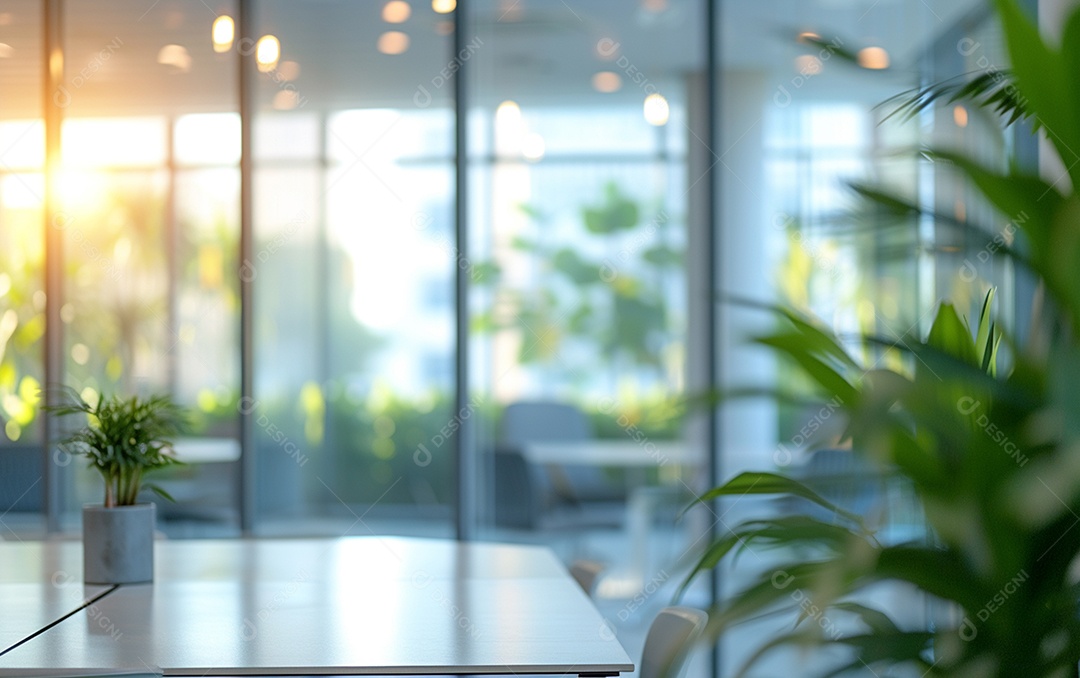 Belo fundo desfocado de um escritório moderno e leve