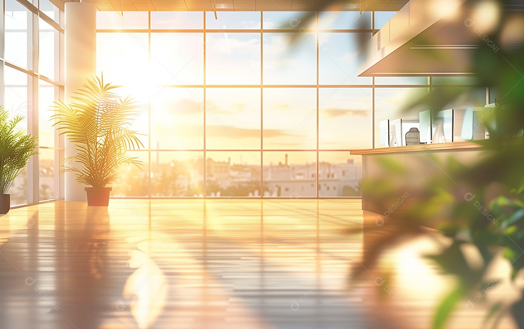 Belo fundo desfocado de um escritório moderno e leve