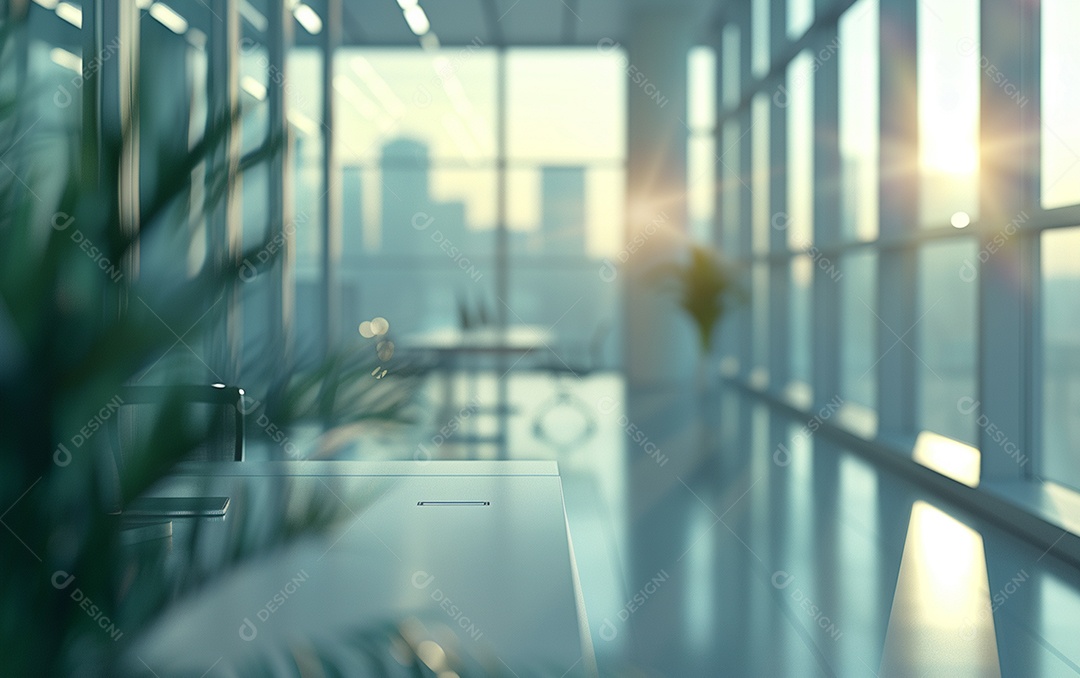 Belo fundo desfocado de um escritório moderno e leve