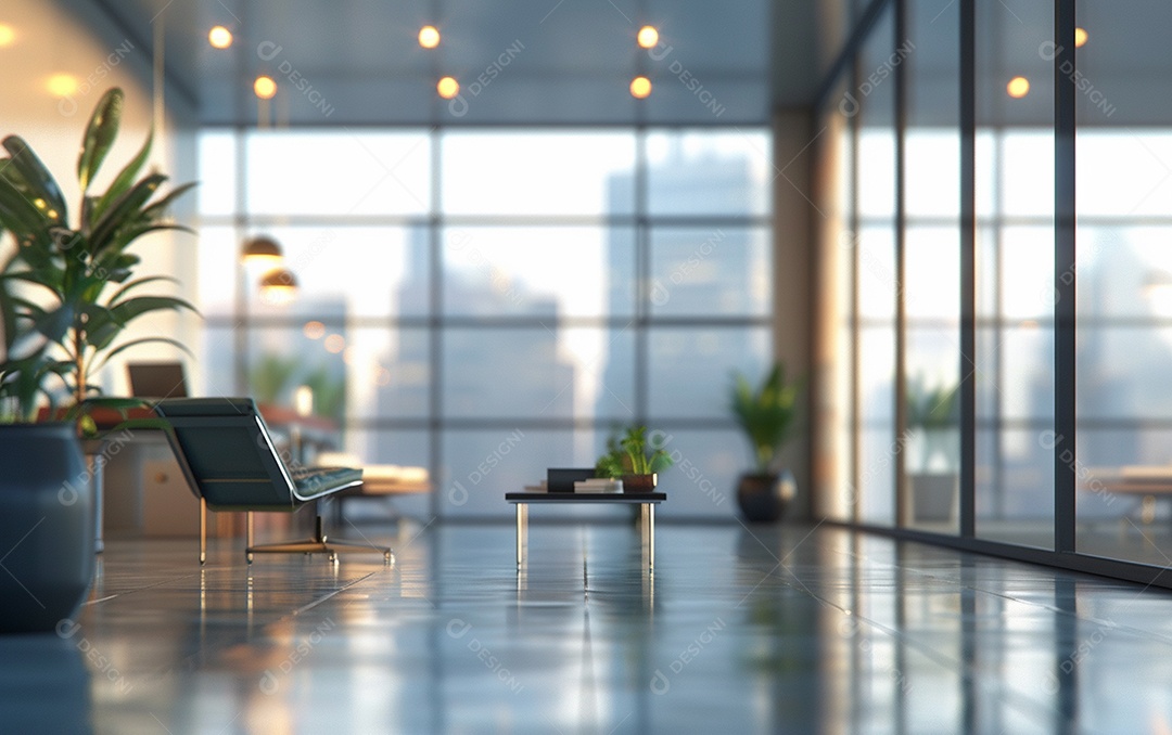 Belo fundo desfocado de um escritório moderno e leve