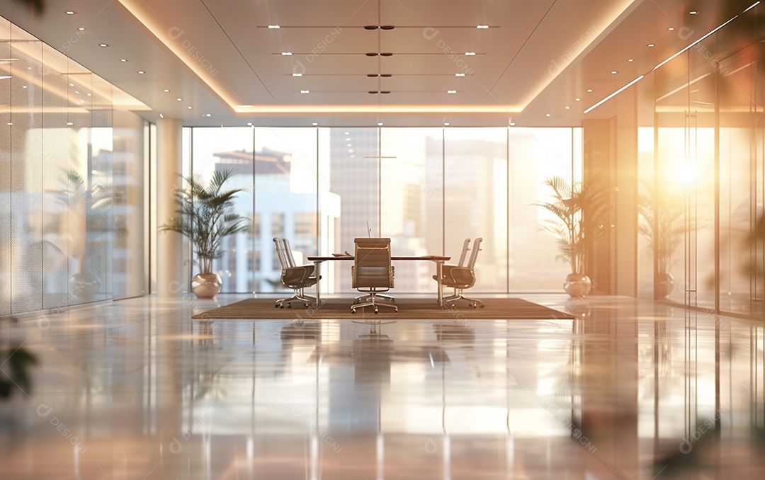 Belo fundo desfocado de um escritório moderno e leve