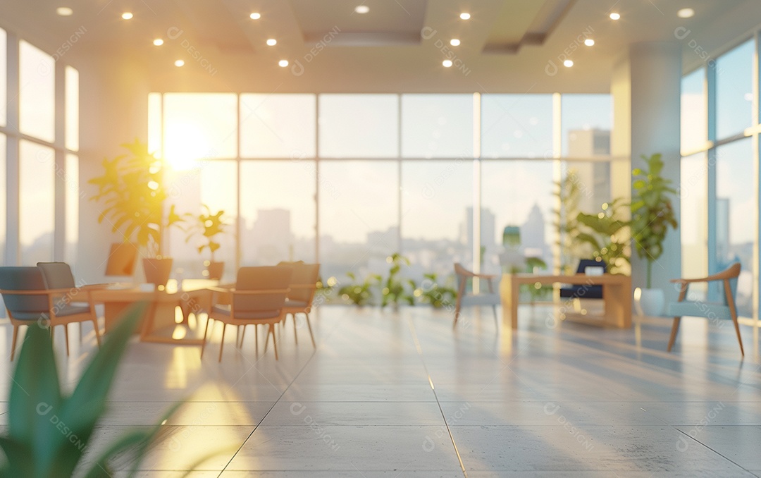 Belo fundo desfocado de um escritório moderno e leve