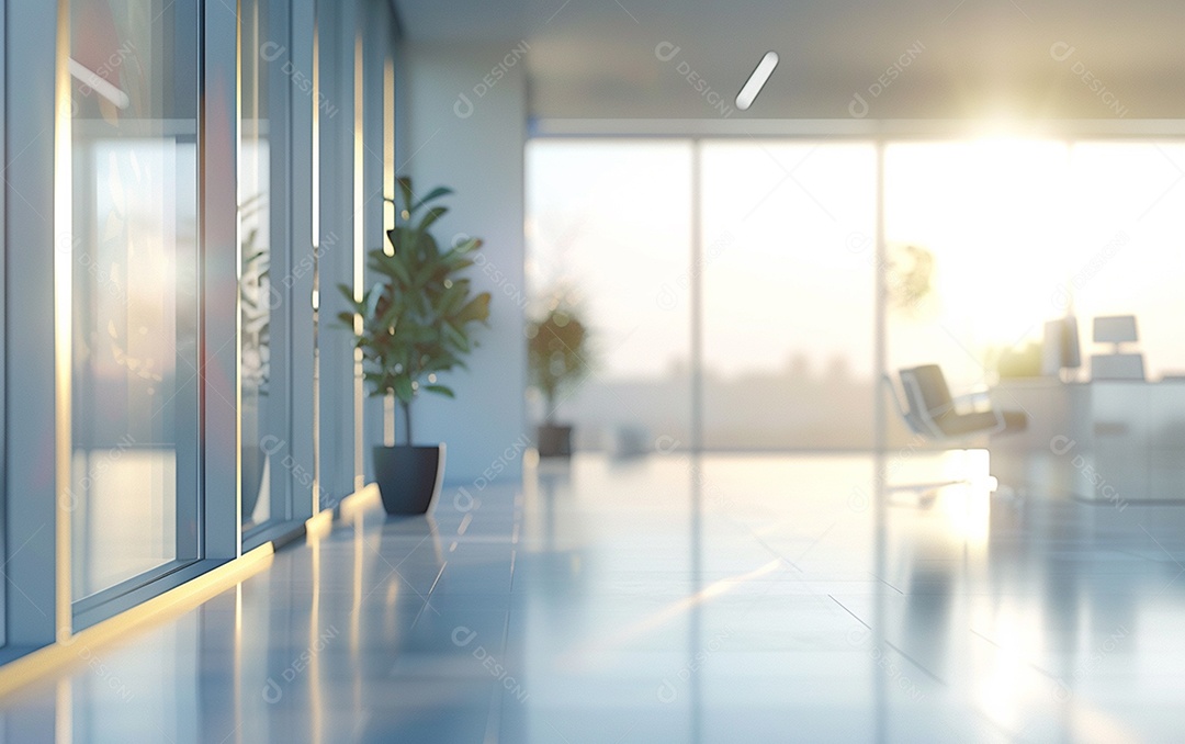 Belo fundo desfocado de um escritório moderno e leve