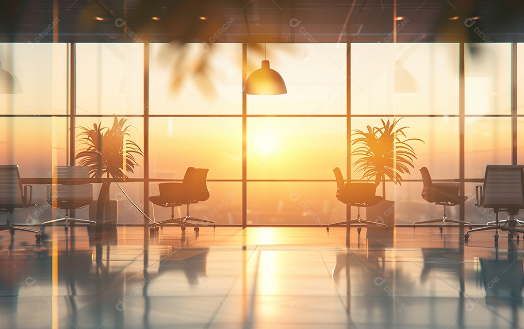 Belo fundo desfocado de um escritório moderno e leve