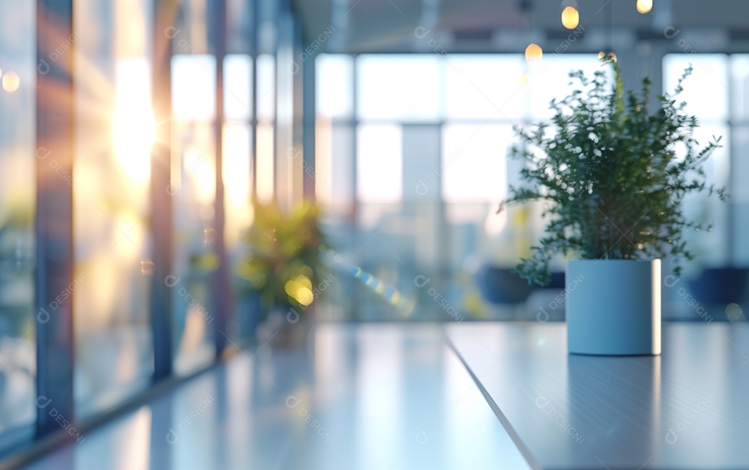 Belo fundo desfocado de um escritório moderno e leve