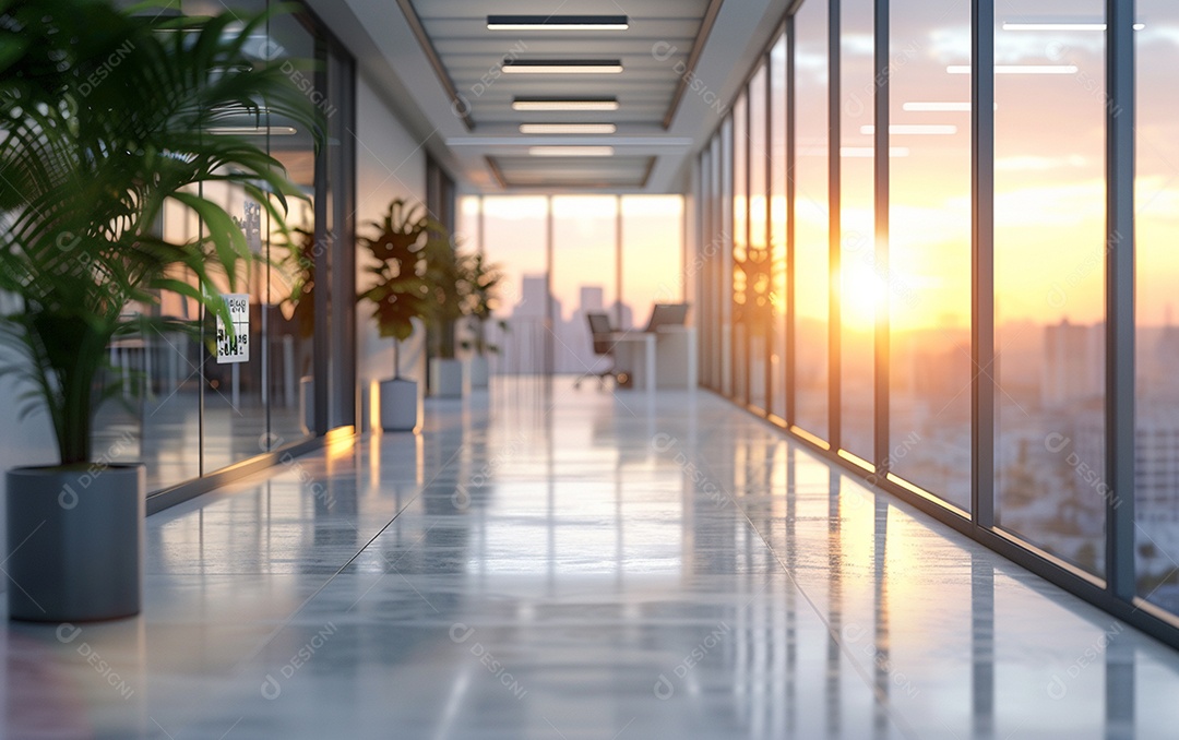 Belo fundo desfocado de um escritório moderno e leve