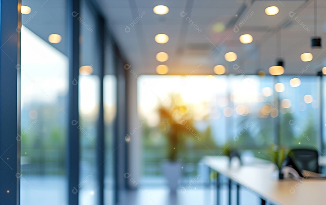 Belo fundo desfocado de um escritório moderno e leve