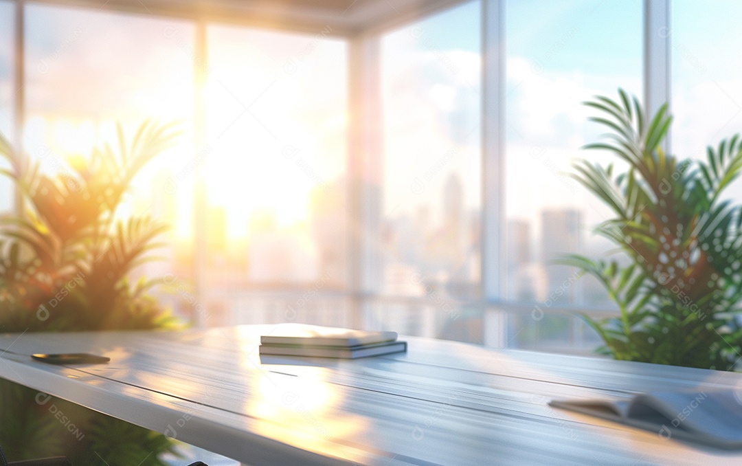 Belo fundo desfocado de um escritório moderno e leve