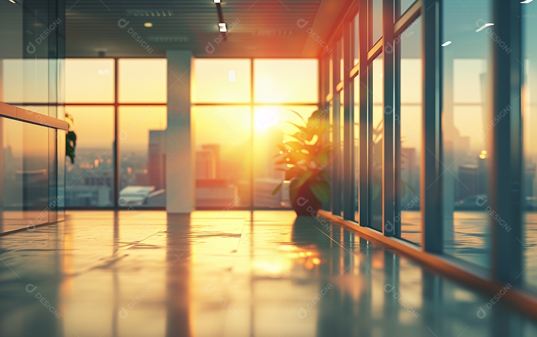 Belo fundo desfocado de um escritório moderno e leve