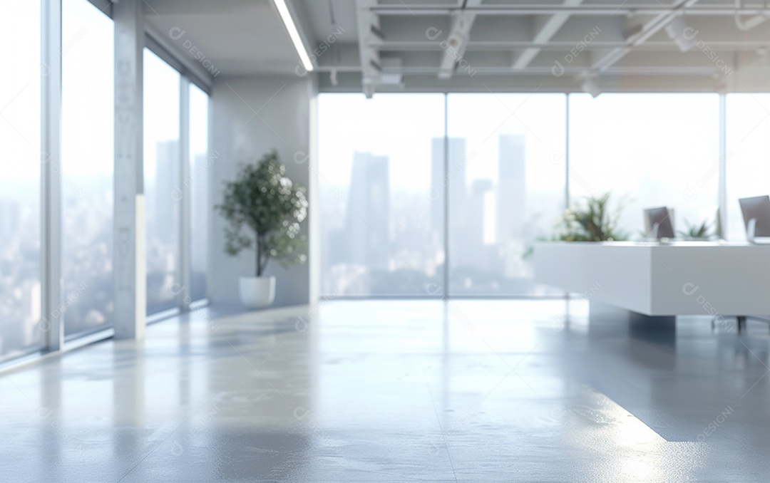 Belo fundo desfocado de um escritório moderno e leve