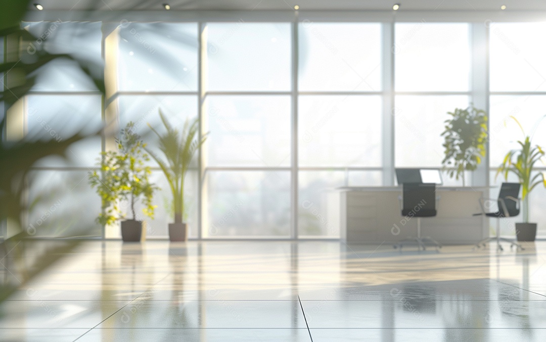 Belo fundo desfocado de um escritório moderno e leve