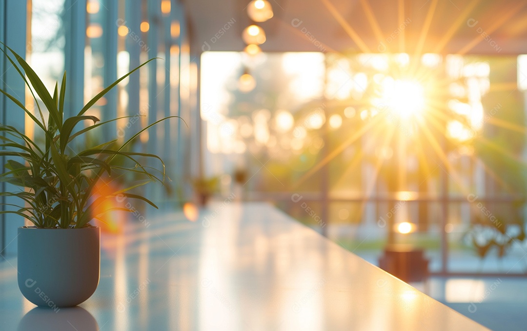 Belo fundo desfocado de um escritório moderno e leve