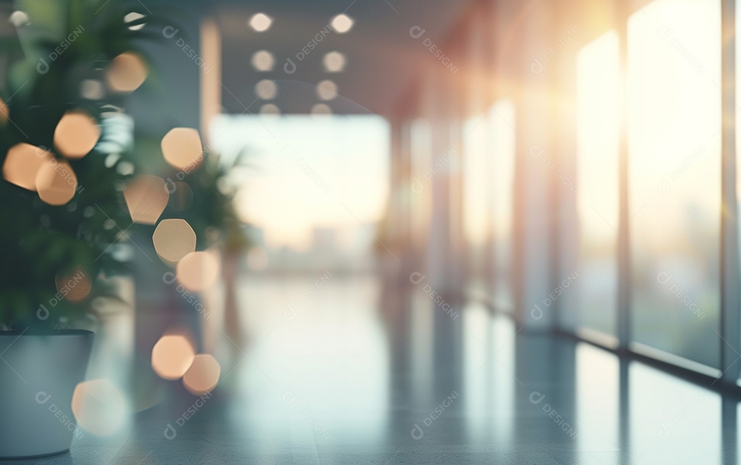 Belo fundo desfocado de um escritório moderno e leve