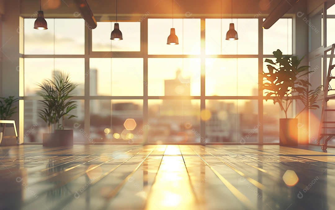 Belo fundo desfocado de um escritório moderno e leve