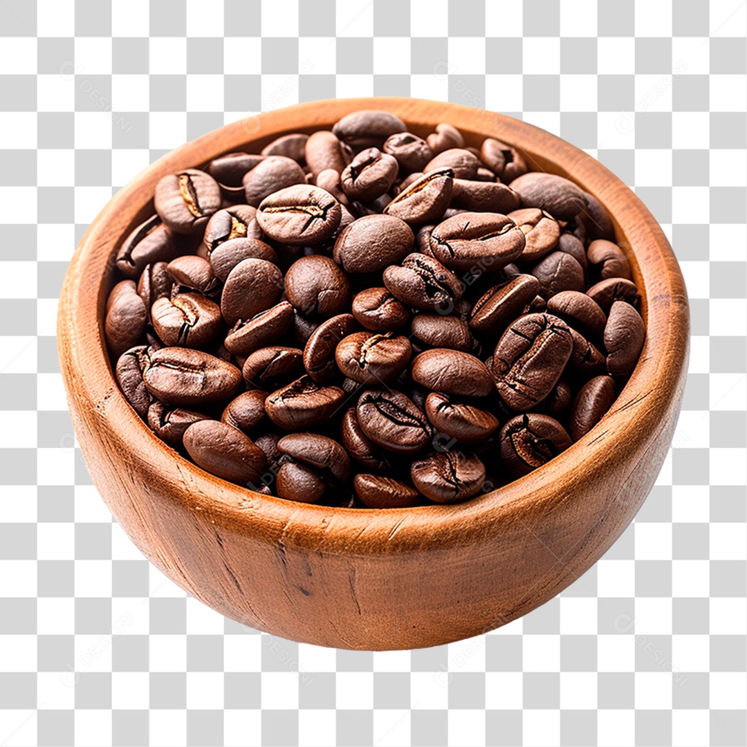 Tigela com Grão de Café PNG Transparente