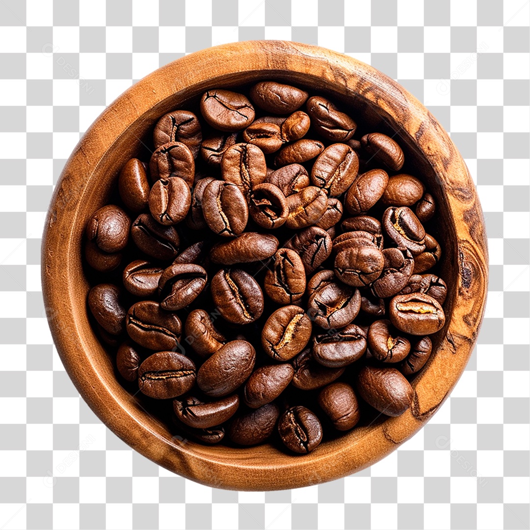 Tigela com Grão de Café PNG Transparente