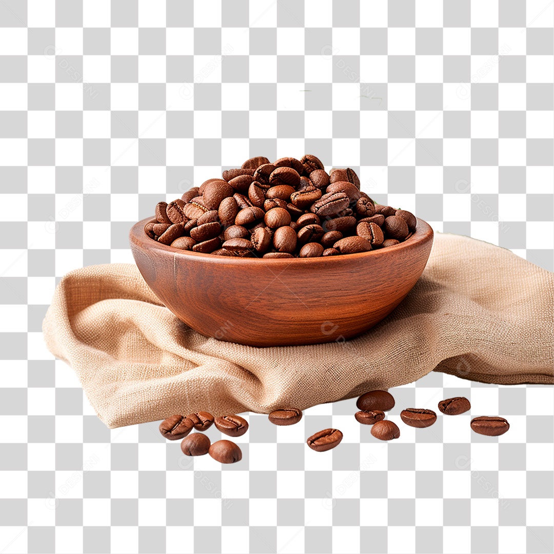 Tigela com Grão de Café PNG Transparente