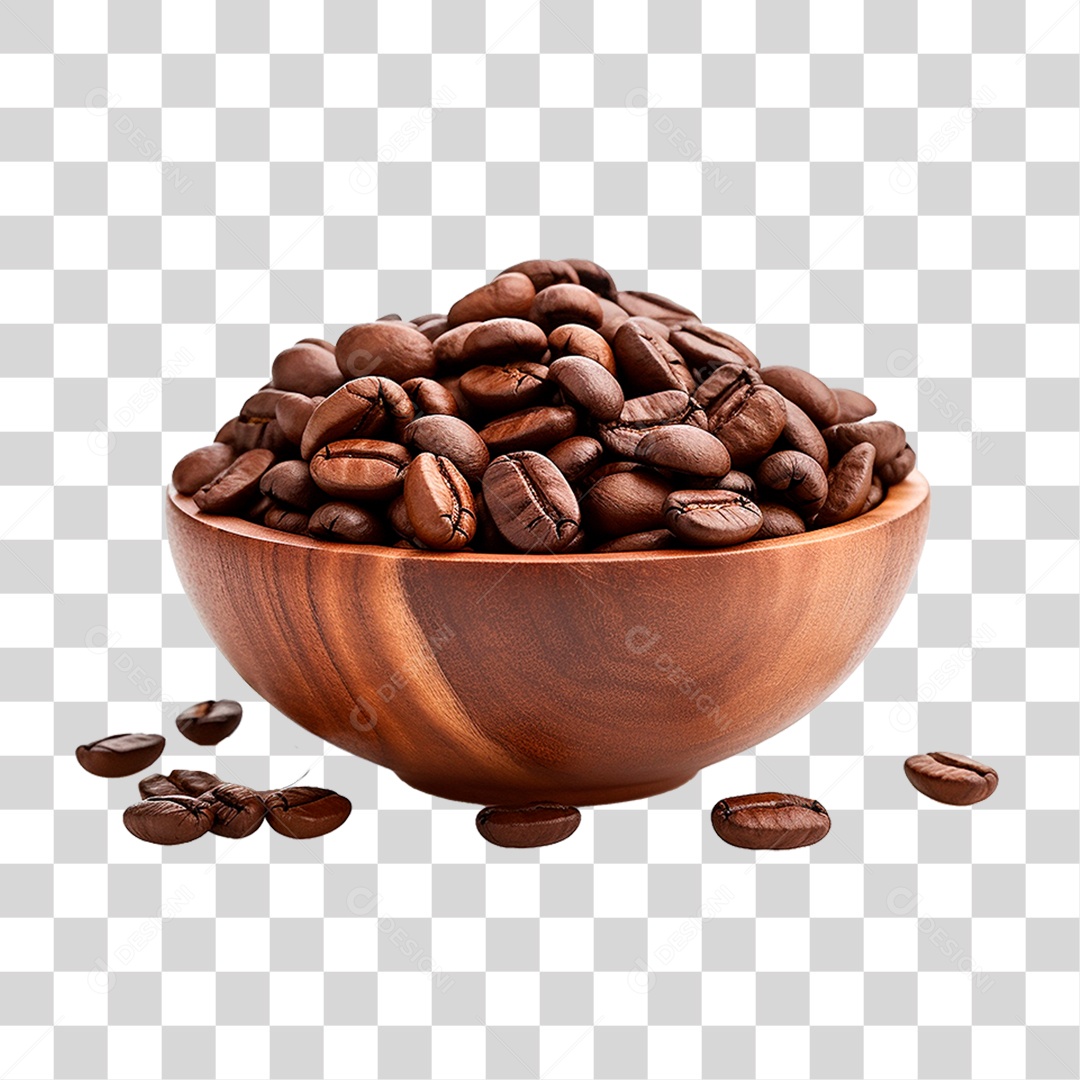 Tigela com Grão de Café PNG Transparente