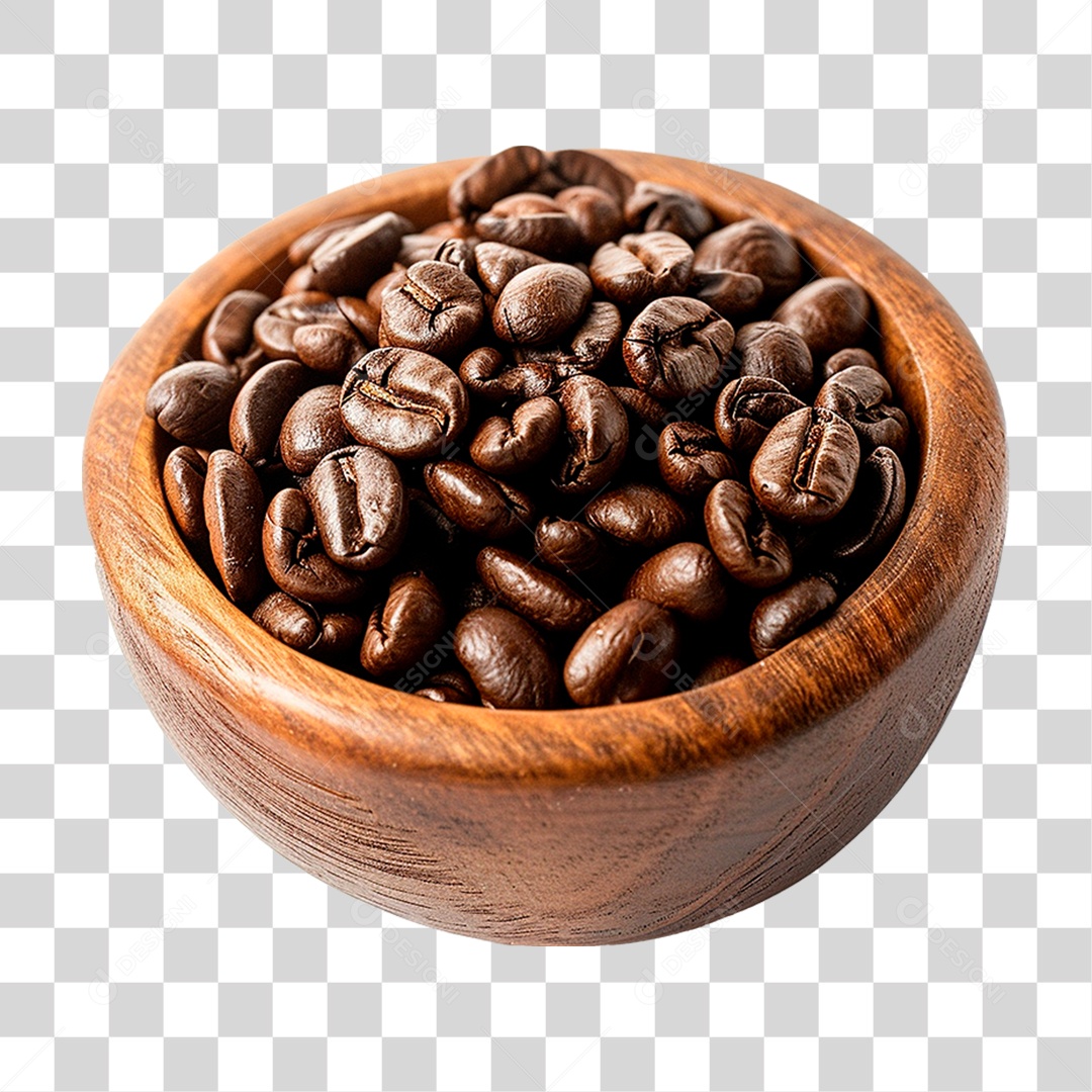 Tigela com Grão de Café PNG Transparente