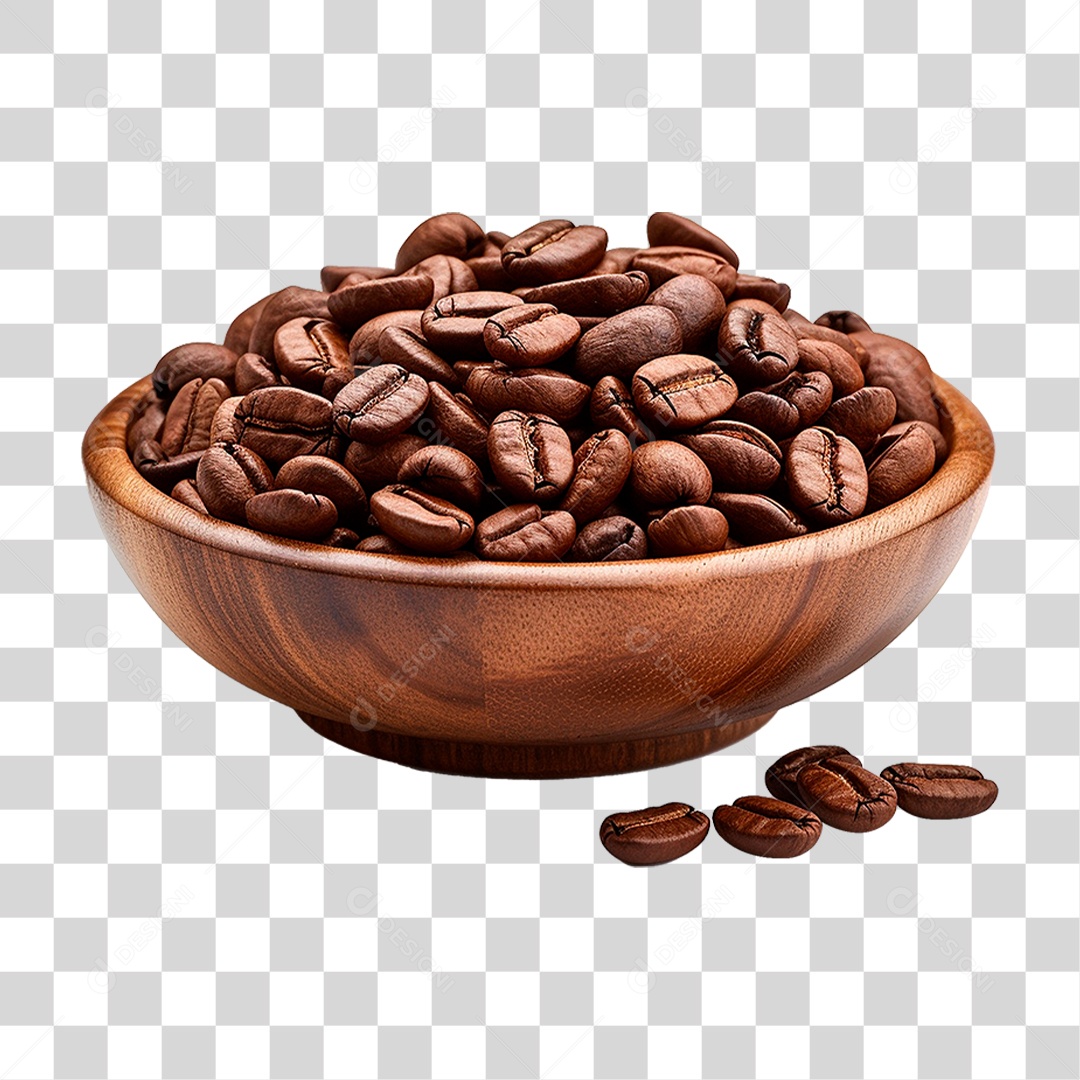 Tigela com Grão de Café PNG Transparente
