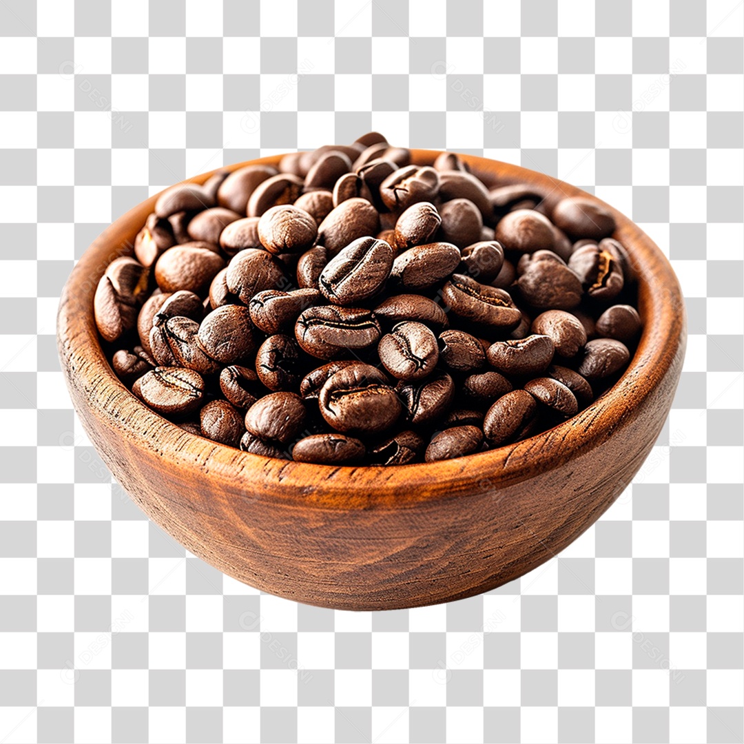 Tigela com Grão de Café PNG Transparente