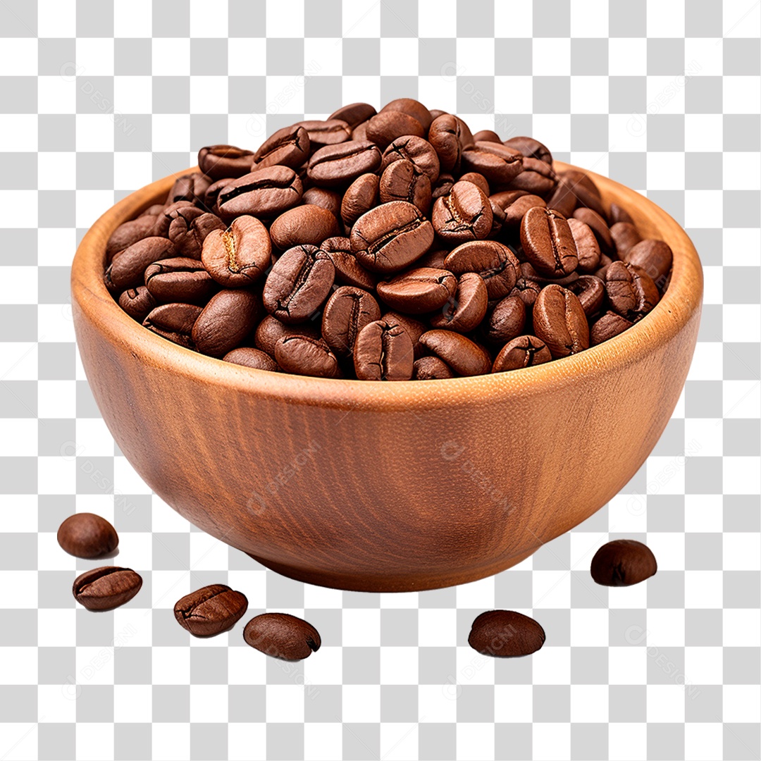 Tigela com Grão de Café PNG Transparente